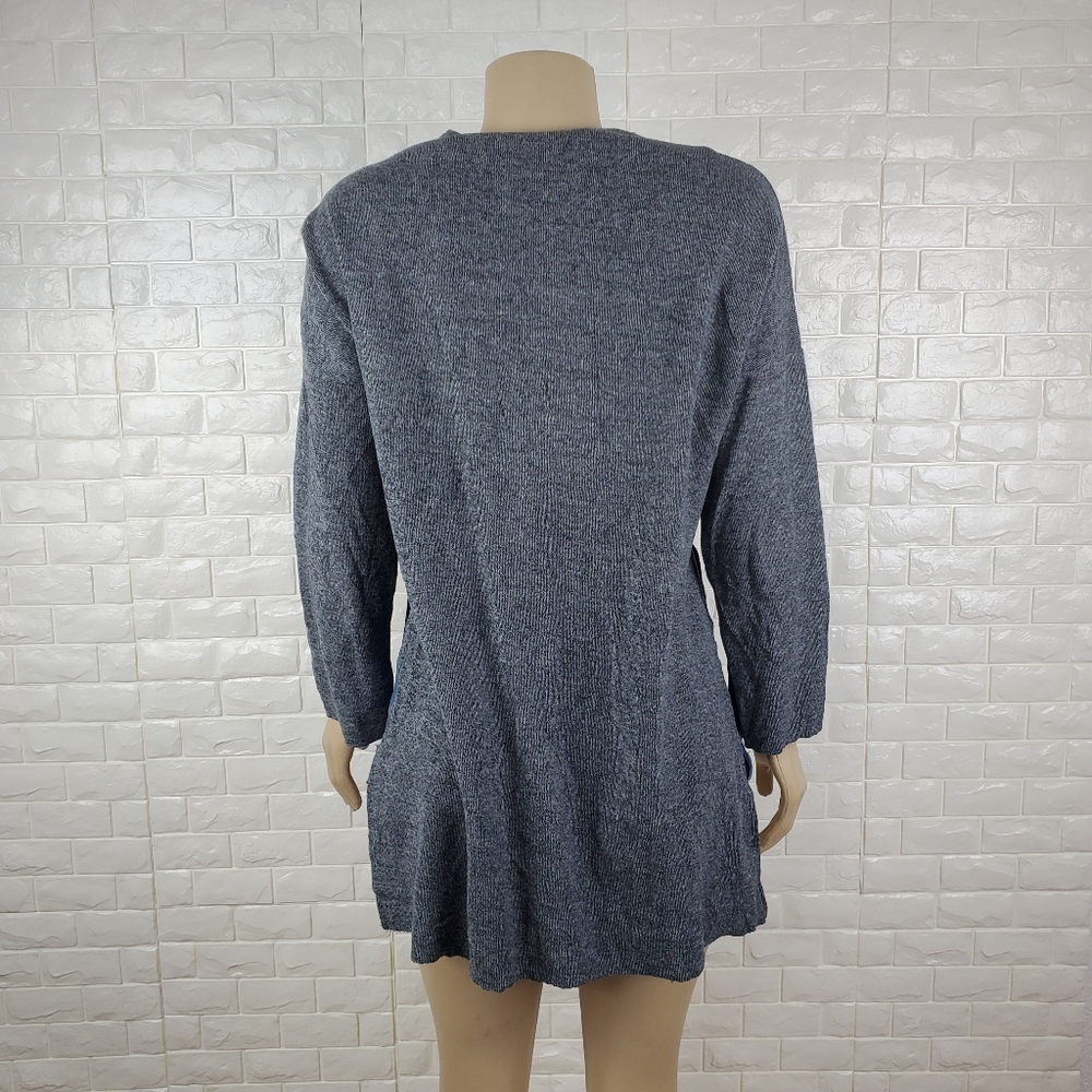 Gray Medium Loose Sweater Two Slit Side Knit Pullover Casual Cozy Top - Picture 5 of 5